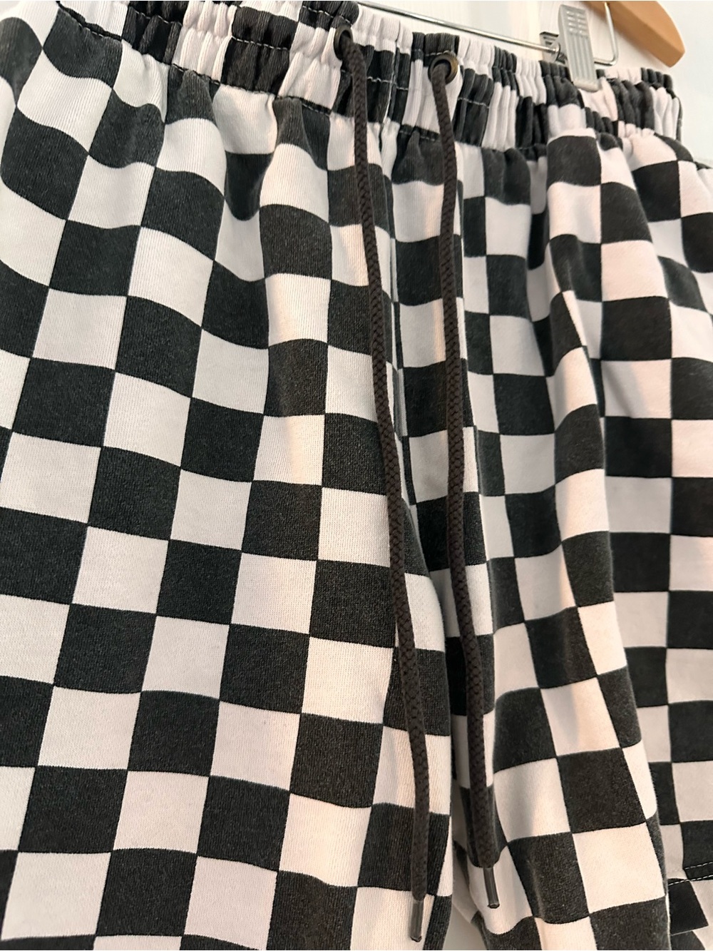 Urban Outfitters Black & White Checkered Drawstring Athletic Shorts - Picture 4 of 8